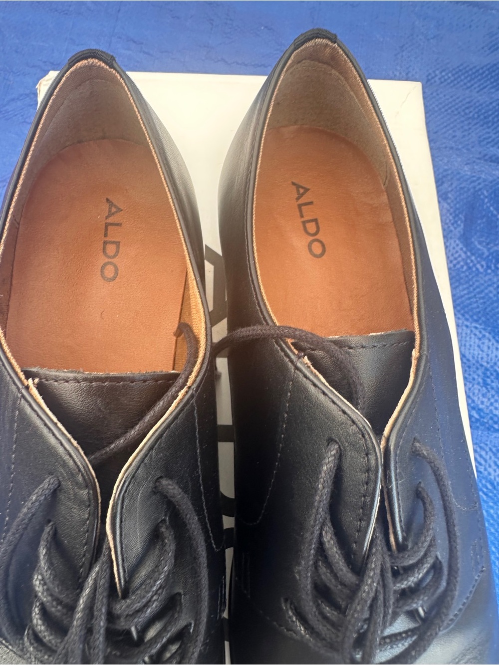 Aldo Black Leather Slip-On Loafers with Tan Insoles